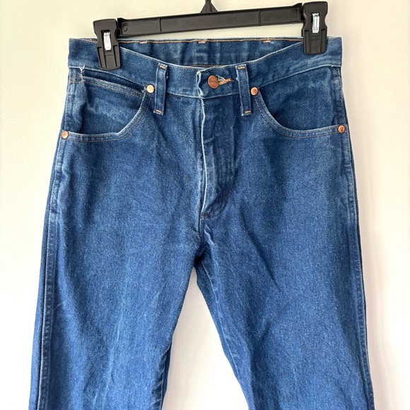 Wrangler Blue Wash Denim Straight Leg High Rise Jeans Loose Fit Western - Picture 3 of 10